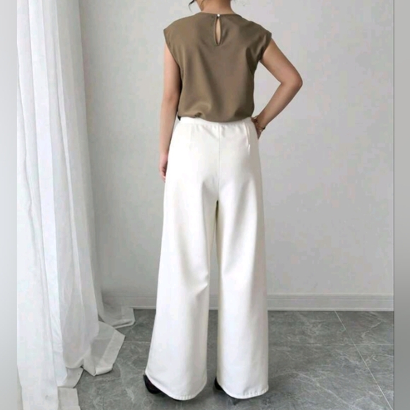Women 2pcs Set Elegant Colorblock Blouse & Pants - Picture 2 of 5